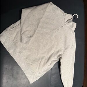 Athleta Forever Fleece 1/4 Zip Grey Fog Sweatshirt